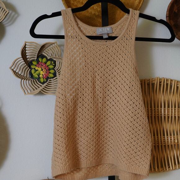 J.Crew Cashmere Pointelle Tank Top Sunkissed Khaki Womens Size Small - Picture 2 of 6